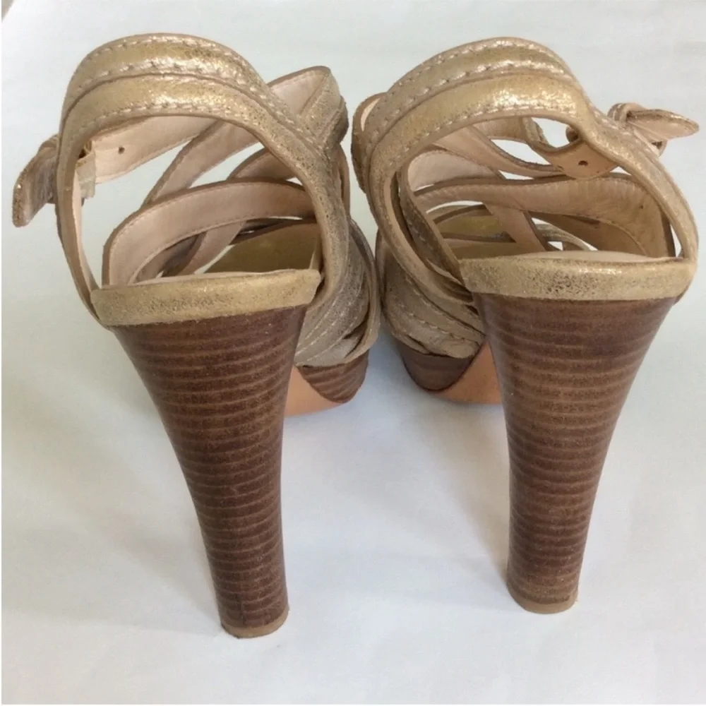 Coach Metallic Brynne Gold Strappy Heels - Picture 5 of 5